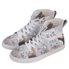 Cute Cats Seamless Pattern Men s Hi-top Skate Sneakers by Bedest