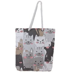 Cute Cats Seamless Pattern Full Print Rope Handle Tote (large) by Bedest