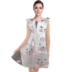 Cute Cats Seamless Pattern Tie Up Tunic Dress by Bedest