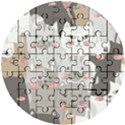 Cute Cats Seamless Pattern Wooden Puzzle Round View1