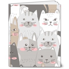 Cute Cats Seamless Pattern 8  X 10  Hardcover Notebook by Bedest