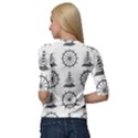 Marine Nautical Seamless Pattern With Vintage Lighthouse Wheel Quarter Sleeve Raglan T-Shirt View2