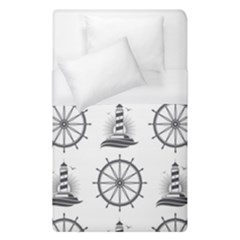 Marine Nautical Seamless Pattern With Vintage Lighthouse Wheel Duvet Cover (single Size) by Bedest