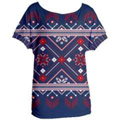 Ukrainian Folk Seamless Pattern Ornament Art Women s Oversized T-shirt by Bedest