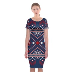 Ukrainian Folk Seamless Pattern Ornament Art Classic Short Sleeve Midi Dress by Bedest