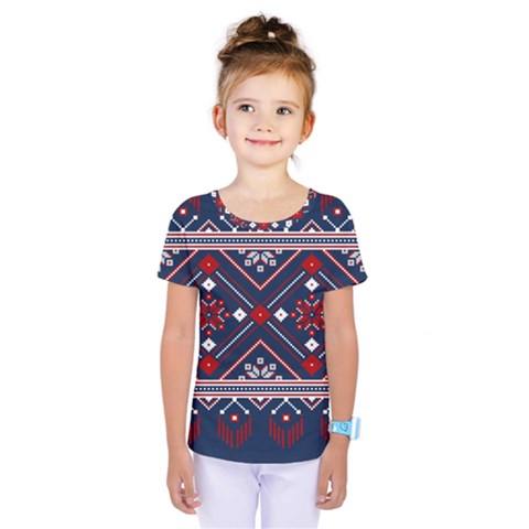 Ukrainian Folk Seamless Pattern Ornament Art Kids  One Piece T-shirt by Bedest