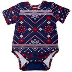 Ukrainian Folk Seamless Pattern Ornament Art Baby Short Sleeve Bodysuit by Bedest