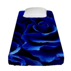 Blue Roses Flowers Plant Romance Blossom Bloom Nature Flora Petals Fitted Sheet (single Size) by Bedest