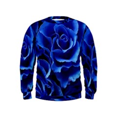 Blue Roses Flowers Plant Romance Blossom Bloom Nature Flora Petals Kids  Sweatshirt by Bedest