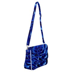 Blue Roses Flowers Plant Romance Blossom Bloom Nature Flora Petals Shoulder Bag With Back Zipper by Bedest