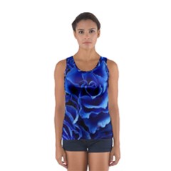 Blue Roses Flowers Plant Romance Blossom Bloom Nature Flora Petals Sport Tank Top  by Bedest