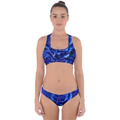 Blue Roses Flowers Plant Romance Blossom Bloom Nature Flora Petals Cross Back Hipster Bikini Set by Bedest