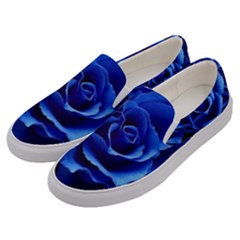 Blue Roses Flowers Plant Romance Blossom Bloom Nature Flora Petals Men s Canvas Slip Ons by Bedest