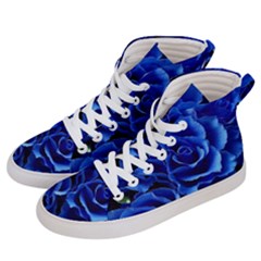 Blue Roses Flowers Plant Romance Blossom Bloom Nature Flora Petals Men s Hi-top Skate Sneakers by Bedest