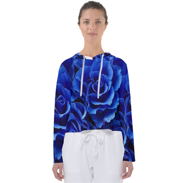 Blue Roses Flowers Plant Romance Blossom Bloom Nature Flora Petals Women s Slouchy Sweat