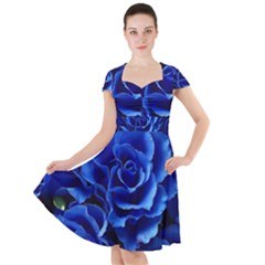 Blue Roses Flowers Plant Romance Blossom Bloom Nature Flora Petals Cap Sleeve Midi Dress