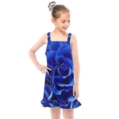 Blue Roses Flowers Plant Romance Blossom Bloom Nature Flora Petals Kids  Overall Dress by Bedest