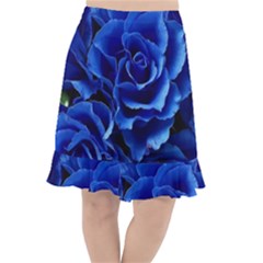 Blue Roses Flowers Plant Romance Blossom Bloom Nature Flora Petals Fishtail Chiffon Skirt by Bedest