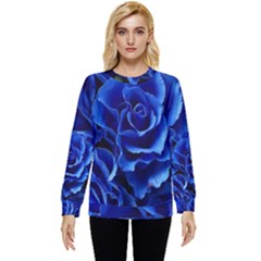 Blue Roses Flowers Plant Romance Blossom Bloom Nature Flora Petals Hidden Pocket Sweatshirt by Bedest