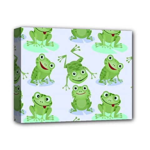 Cute Green Frogs Seamless Pattern Deluxe Canvas 14  X 11  (stretched) by Bedest