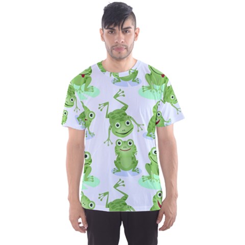 Cute Green Frogs Seamless Pattern Men s Sport Mesh T-shirt by Bedest