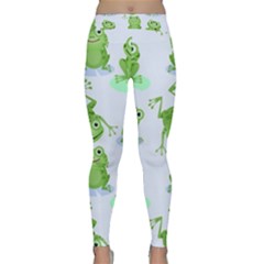 Cute Green Frogs Seamless Pattern Classic Yoga Leggings by Bedest