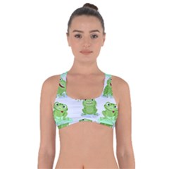 Cute Green Frogs Seamless Pattern Got No Strings Sports Bra by Bedest