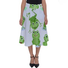 Cute Green Frogs Seamless Pattern Perfect Length Midi Skirt by Bedest