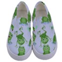 Cute Green Frogs Seamless Pattern Kids  Canvas Slip Ons View1