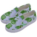 Cute Green Frogs Seamless Pattern Kids  Canvas Slip Ons View2