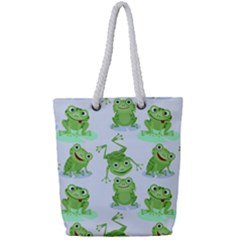 Cute Green Frogs Seamless Pattern Full Print Rope Handle Tote (small) by Bedest