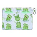 Cute Green Frogs Seamless Pattern Canvas Cosmetic Bag (XL) View2