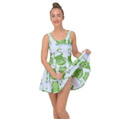 Cute Green Frogs Seamless Pattern Inside Out Casual Dress by Bedest