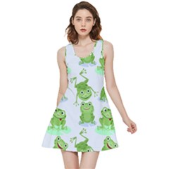 Cute Green Frogs Seamless Pattern Inside Out Reversible Sleeveless Dress by Bedest