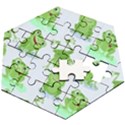 Cute Green Frogs Seamless Pattern Wooden Puzzle Hexagon View2