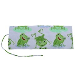 Cute Green Frogs Seamless Pattern Roll Up Canvas Pencil Holder (s) by Bedest