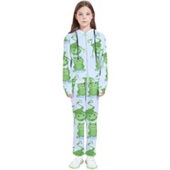 Cute Green Frogs Seamless Pattern Kids  Tracksuit by Bedest