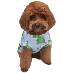 Cute Green Frogs Seamless Pattern Dog T-shirt by Bedest