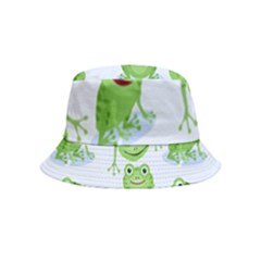 Cute Green Frogs Seamless Pattern Bucket Hat (kids) by Bedest