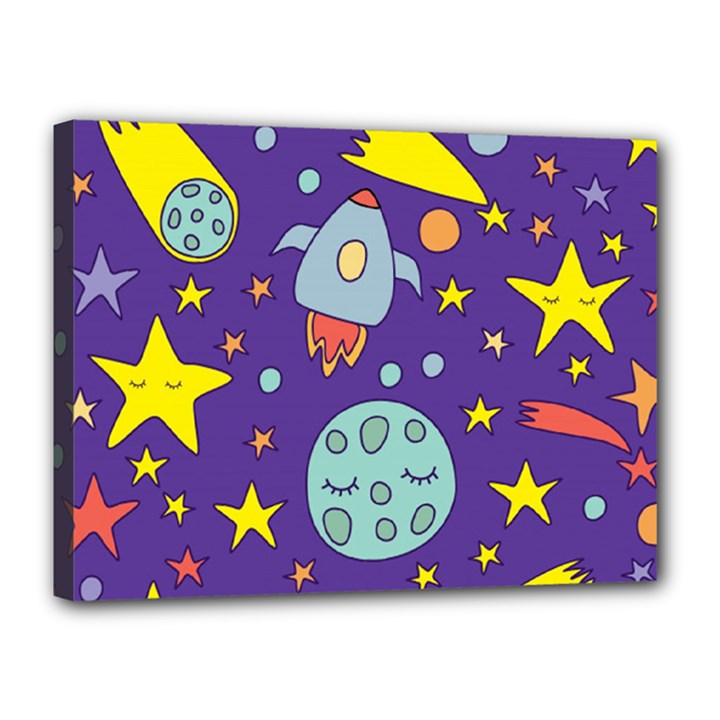 Card With Lovely Planets Canvas 16  x 12  (Stretched)