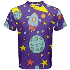 Card With Lovely Planets Men s Cotton T-shirt by Bedest