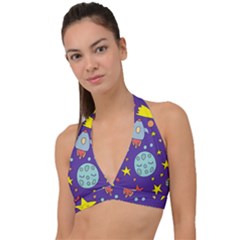 Card With Lovely Planets Halter Plunge Bikini Top by Bedest