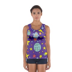 Card With Lovely Planets Sport Tank Top  by Bedest