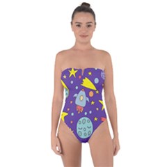 Card With Lovely Planets Tie Back One Piece Swimsuit by Bedest