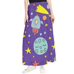 Card With Lovely Planets Maxi Chiffon Skirt by Bedest