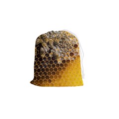 Honeycomb With Bees Drawstring Pouch (small) by Bedest