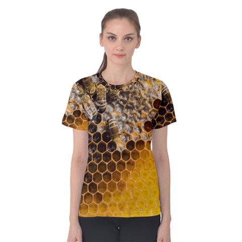 Honeycomb With Bees Women s Cotton T-shirt by Bedest