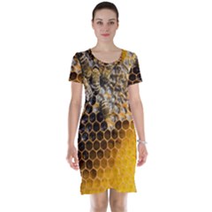 Honeycomb With Bees Short Sleeve Nightdress by Bedest