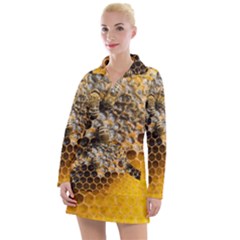 Honeycomb With Bees Women s Long Sleeve Casual Dress by Bedest