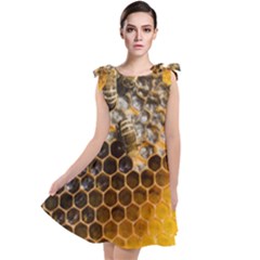 Honeycomb With Bees Tie Up Tunic Dress by Bedest